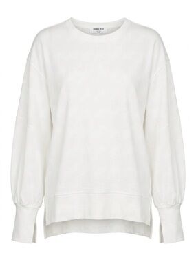 NWT Double Zero White Puff Sleeve Knit Top Split Cuffs - Large
